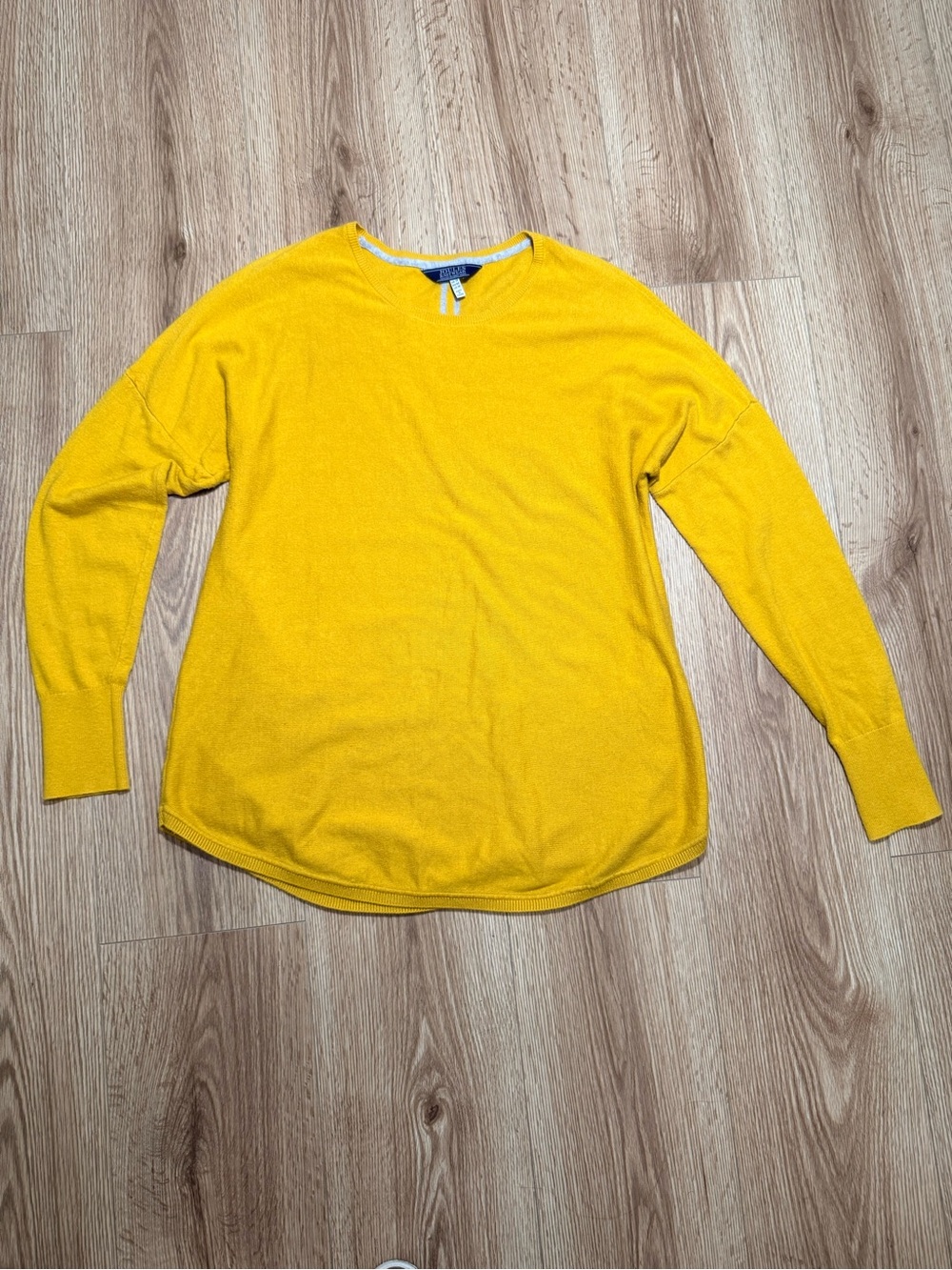 Mustard Yellow Oversized Crew Neck Sweater Womens 10 Cotton Fall Knit
